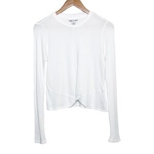 Topshop Women's Waffle Knit Thermal Knot Detail Lomg Sleeve Cropped Top T-Shirt